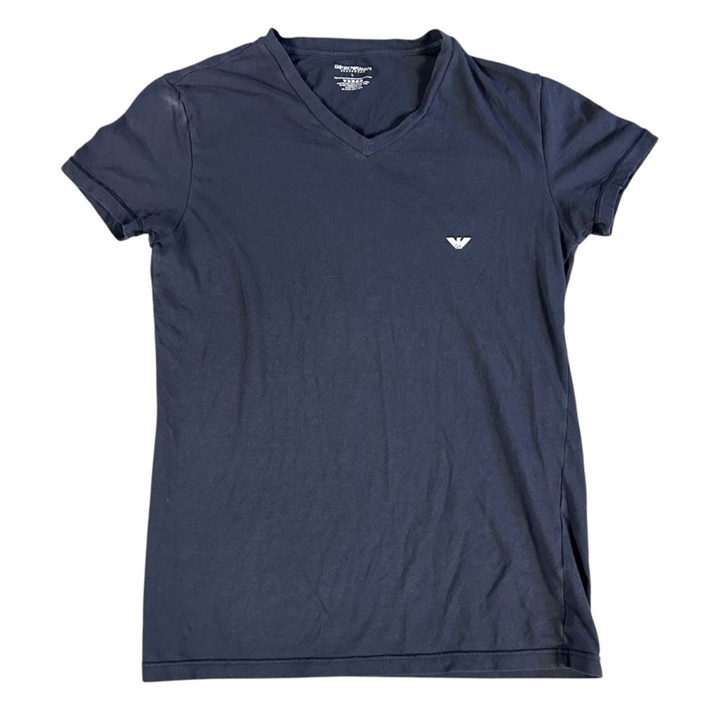 Emporio Armani Underwear Men's V-Neck T-Shirt Blue Large